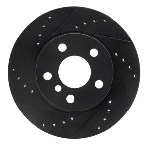 BMW i3 Brake Rotor (1) - Front Left - R1 Concepts - Drilled & Slotted - Black - `14-`21